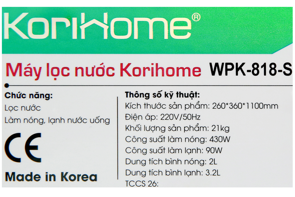 may loc nuoc korihome wpk 818 s thuvien 10